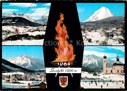 AK / Ansichtskarte Seefeld Tirol Sessellift Panorama Eisbahn Kirche Kat. Seefeld in Tirol