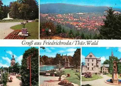 AK / Ansichtskarte Friedrichroda Puschkinpark Gesamtansicht Kuranlagen Schwimmbad Schloss Reinhardsbrunn Kat. Friedrichroda