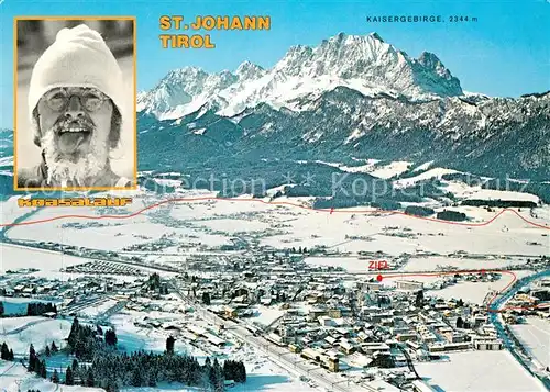 AK / Ansichtskarte St Johann Tirol mit Kaisergebirge Fliegeraufnahme Kat. St. Johann in Tirol
