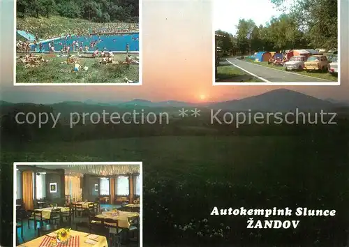 AK / Ansichtskarte Ceska Lipa Zandov Autokempink Slunce Schwimmbad Restaurant