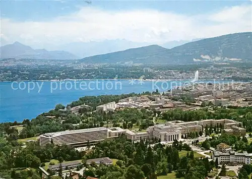 AK / Ansichtskarte Geneve GE Le Palais des Nations et la rade Fliegeraufnahme Kat. Geneve