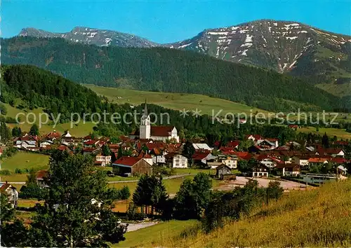 AK / Ansichtskarte Oberstaufen mit Rindalphorn und Hochgrat Kat. Oberstaufen