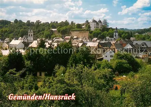 AK / Ansichtskarte Gemuenden Hunsrueck Ortsansicht mit Blick zum Schloss Kat. Gemuenden