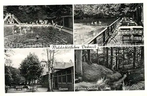 AK / Ansichtskarte Dobrock Schwimmbad Garten Sieben Quellen Waldschloesschen Schwaene Teich Kat. Wingst