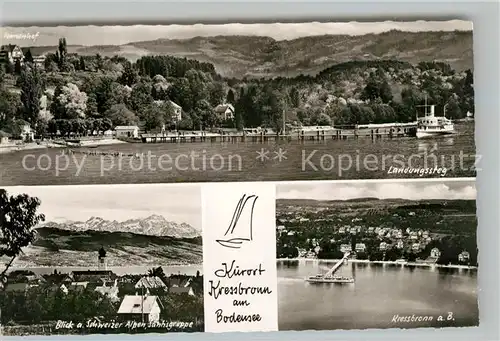 AK / Ansichtskarte Kressbronn Bodensee Landungssteg Panorama Schweizer Alpen S?ntisgruppe Kat. Kressbronn am Bodensee
