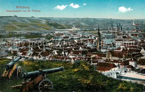 AK / Ansichtskarte Wuerzburg Panorama von der Festung Dom Neumuenster Kat. Wuerzburg