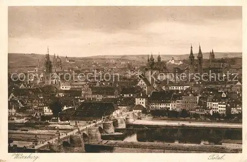 AK / Ansichtskarte Wuerzburg Mainbruecke Dom Panorama Kat. Wuerzburg