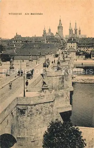 AK / Ansichtskarte Wuerzburg Alte Mainbruecke Dom Rathaus Kat. Wuerzburg