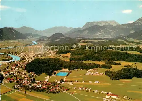 AK / Ansichtskarte Kirchbichl Tirol Sommerfrische Moorbad Blick zum Kaisergebirge Fliegeraufnahme Kat. Kirchbichl