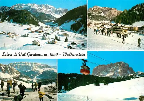 AK / Ansichtskarte Wolkenstein Groeden Panorama Wintersportplatz Bergbahn Groednertal Dolomiten Kat. Selva Val Gardena Tirol