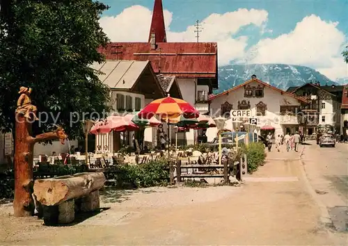 AK / Ansichtskarte Seefeld Tirol Dorfstrasse Brunnen Strassencafe Kat. Seefeld in Tirol
