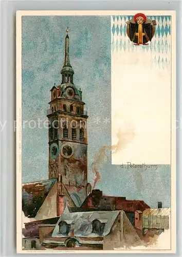 AK / Ansichtskarte Muenchen Petersturm Kuenstlerkarte Muenchner Kindl Kat. Muenchen
