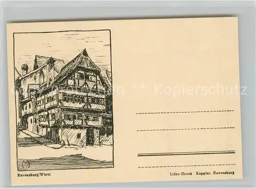 AK / Ansichtskarte Ravensburg Wuerttemberg Fachwerkhaus Kuenstlerkarte Kat. Ravensburg