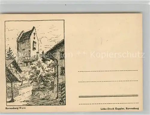 AK / Ansichtskarte Ravensburg Wuerttemberg Panorama Kuenstlerkarte Kat. Ravensburg