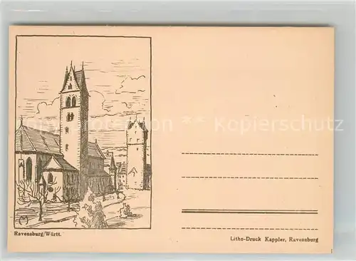 AK / Ansichtskarte Ravensburg Wuerttemberg Kirche Kuenstlerkarte Kat. Ravensburg