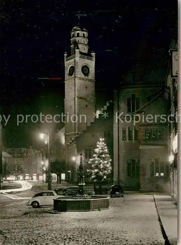 AK / Ansichtskarte Ravensburg Wuerttemberg Marienplatz Rathaus Blaeserturm Weihnachtsbeleuchtung Kat. Ravensburg