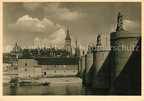 AK / Ansichtskarte Wuerzburg Alte Mainbruecke Grafeneckart Rathaus Kat. Wuerzburg