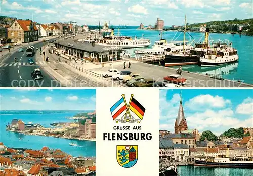 AK / Ansichtskarte Flensburg Anlegestelle Fliegeraufnahme Kat. Flensburg