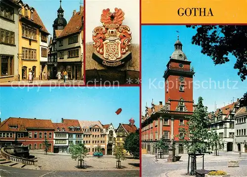 AK / Ansichtskarte Gotha Thueringen Am Bruehl Schloss Friedenstein Wappen Hauptmarkt Rathaus Kat. Gotha