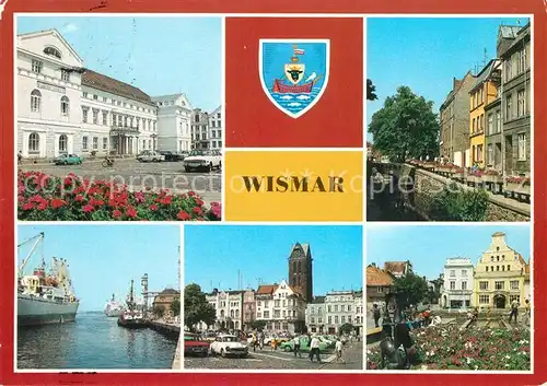 AK / Ansichtskarte Wismar Mecklenburg Rathaus Muehlengrube Hafen Markt Marienkirche Loewenapotheke