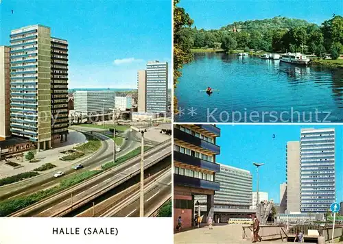 AK / Ansichtskarte Halle Saale Hochstrasse Ernst Thaelmann Platz Saalepartie Hochhaus Kat. Halle