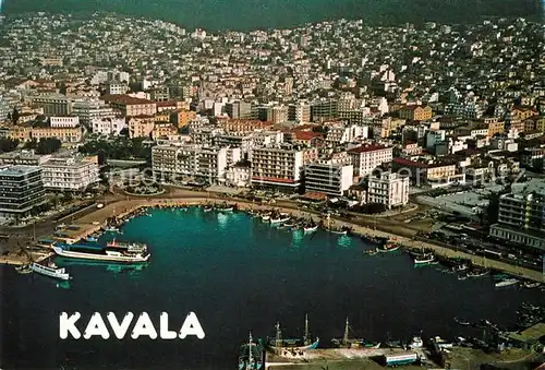 AK / Ansichtskarte Kavala Cavala Hafen Fliegeraufnahme Kat. Kavala