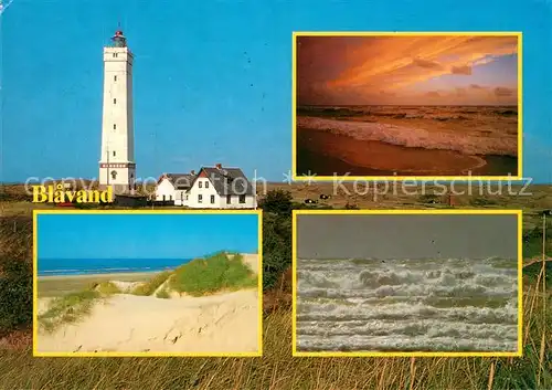 AK / Ansichtskarte Blavand Leuchtturm Duenen Brandung Wellengang Sonnenuntergang am Meer