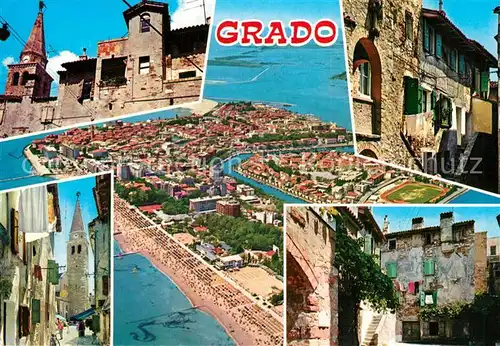 AK / Ansichtskarte Grado Gorizia Teilansichten Gasse Alte Haeuser Kirche Fliegeraufnahme