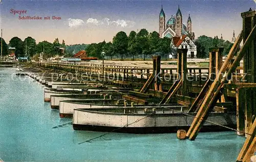 AK / Ansichtskarte Speyer Rhein Schiffbruecke Dom Kat. Speyer