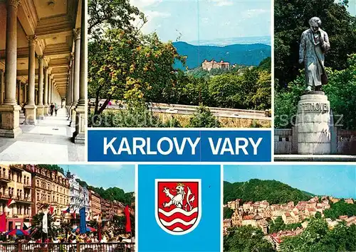 Karlovy Vary Arkaden Schloss Beethoven Denkmal Panorama Kat. Karlovy Vary Karlsbad