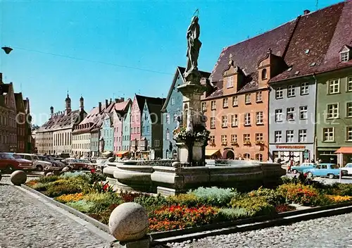 Landsberg Lech Herkommerstrasse mit Marienbrunnen Kat. Landsberg am Lech