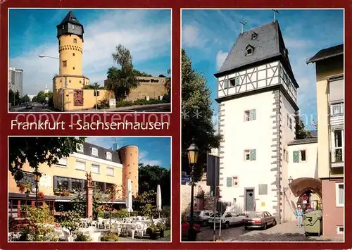 Sachsenhausen Frankfurt Sachsenhaeuser Warte Turm Strassencafe Restaurant Kat. Frankfurt am Main