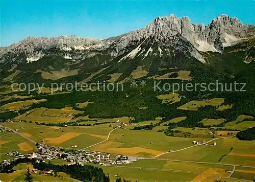 Ellmau Tirol gegen Zettenkaiser Treffauer Ellmauer Halt Sommerfrische Kaisergebirge Fliegeraufnahme Kat. Ellmau