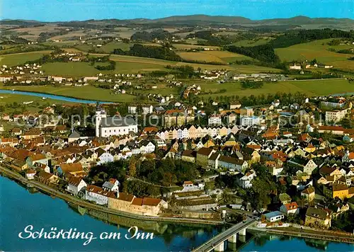 Schaerding Inn Blick in Huegelwelt des Sauwaldes und zum Haugstein Fliegeraufnahme