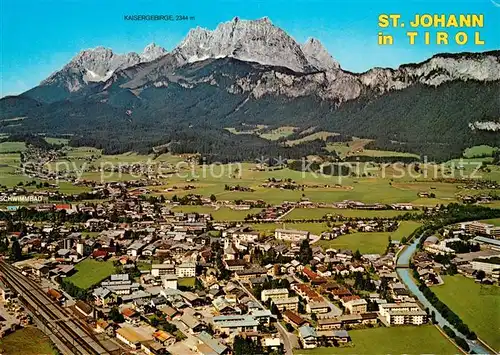 St Johann Tirol mit Wildem Kaiser Kaisergebirge Fliegeraufnahme Kat. St. Johann in Tirol