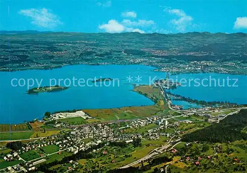 Pfaeffikon SZ Zuerichsee mit Ufnau Luetzelau Rapperswil Hurden Bachtel Fliegeraufnahme Kat. Pfaeffikon SZ