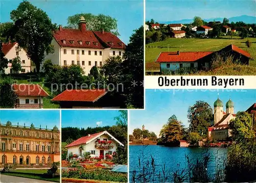 Oberbrunn Pittenhart Familien Erholungsheim Ortsbild mit Bayerischen Alpen Herrenchiemsee Blumenschmuck Kloster Seeon Kat. Pittenhart