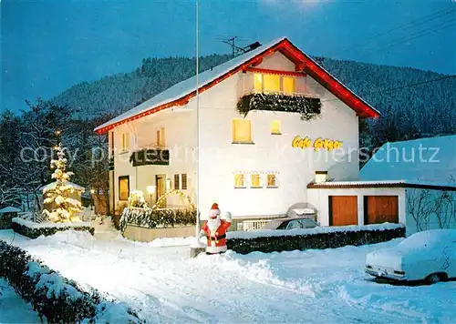 Klosterreichenbach Cafe Groeger Restaurant Pension im Winter Nachtaufnahme Kat. Baiersbronn