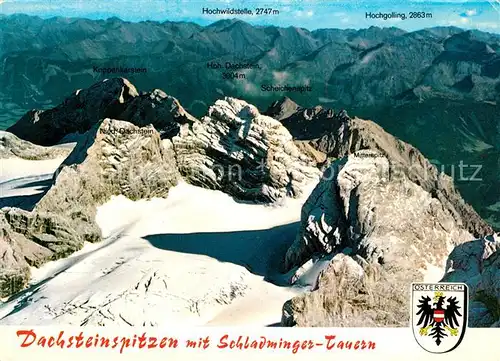 Schladming Obersteiermark Panorama Flugaufnahme der Dachsteinspitzen Ennstal Zentralmassiv der Niederen Tauern Bergwelt Kat. Schladming