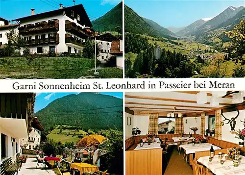 St Leonhard Passeier Garni Sonnenheim Terrasse Gaststube Panorama Kat. St Leonhard in Passeier Suedtirol