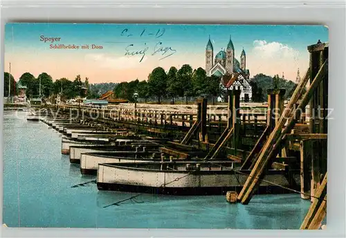 AK / Ansichtskarte Speyer Rhein Schiffsbruecke Dom Kat. Speyer