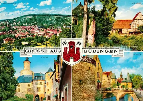 AK / Ansichtskarte Buedingen Hessen Fliegeraufnahme Alte Muehle Schloss Muehltor Kat. Buedingen