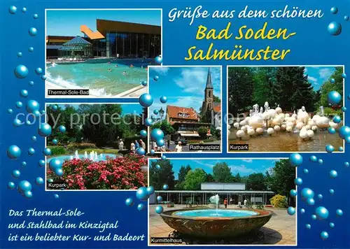 AK / Ansichtskarte Salmuenster Bad Soden Thermalbad Kurpark Rathausplatz Kurmittelhaus Kat. Bad Soden am Taunus