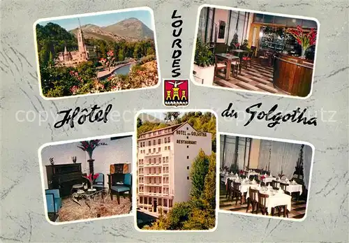 AK / Ansichtskarte Lourdes Hautes Pyrenees Hotel du Golgotha Restaurant Gaststube Kirche Kat. Lourdes