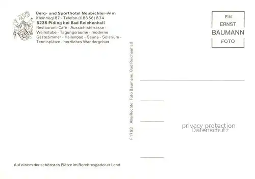 AK / Ansichtskarte Piding Berg und Sporthotel Neubichler Alm Kat. Piding