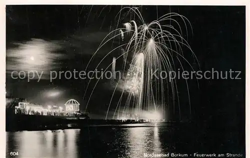 Borkum Nordseebad Feuerwerk am Strande Kat. Borkum