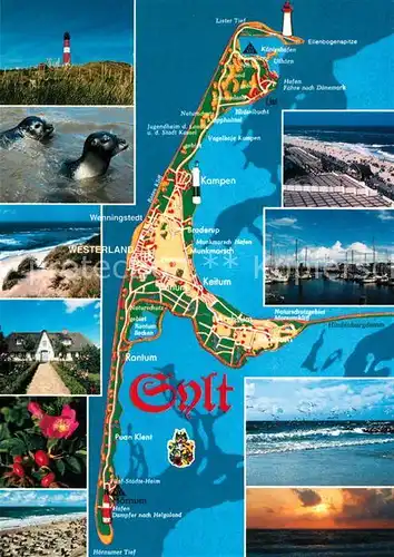 Insel Sylt Landkarte Impressionen der Nordseeinsel Kat. Westerland