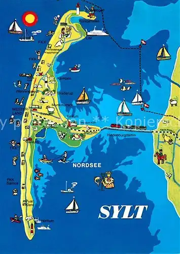 Insel Sylt Landkarte Kat. Westerland