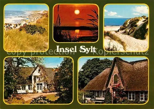 Insel Sylt Duenen Strand Sonnenuntergang Friesenhaeuser Kat. Westerland