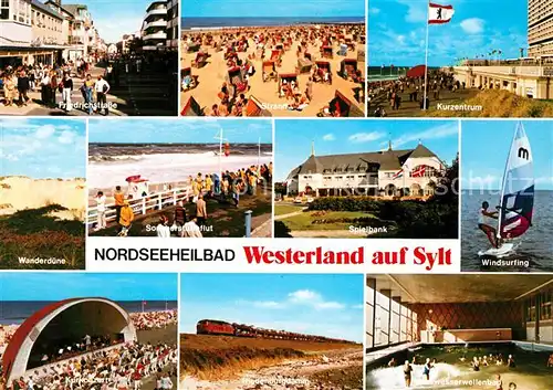 Westerland Sylt Friedrichstrasse Strand Kurzentrum Wanderduene Sturmflut Spielbank Windsurfing Kurkonzert Hindenburgdamm Autofaehre Wellenbad Kat. Westerland